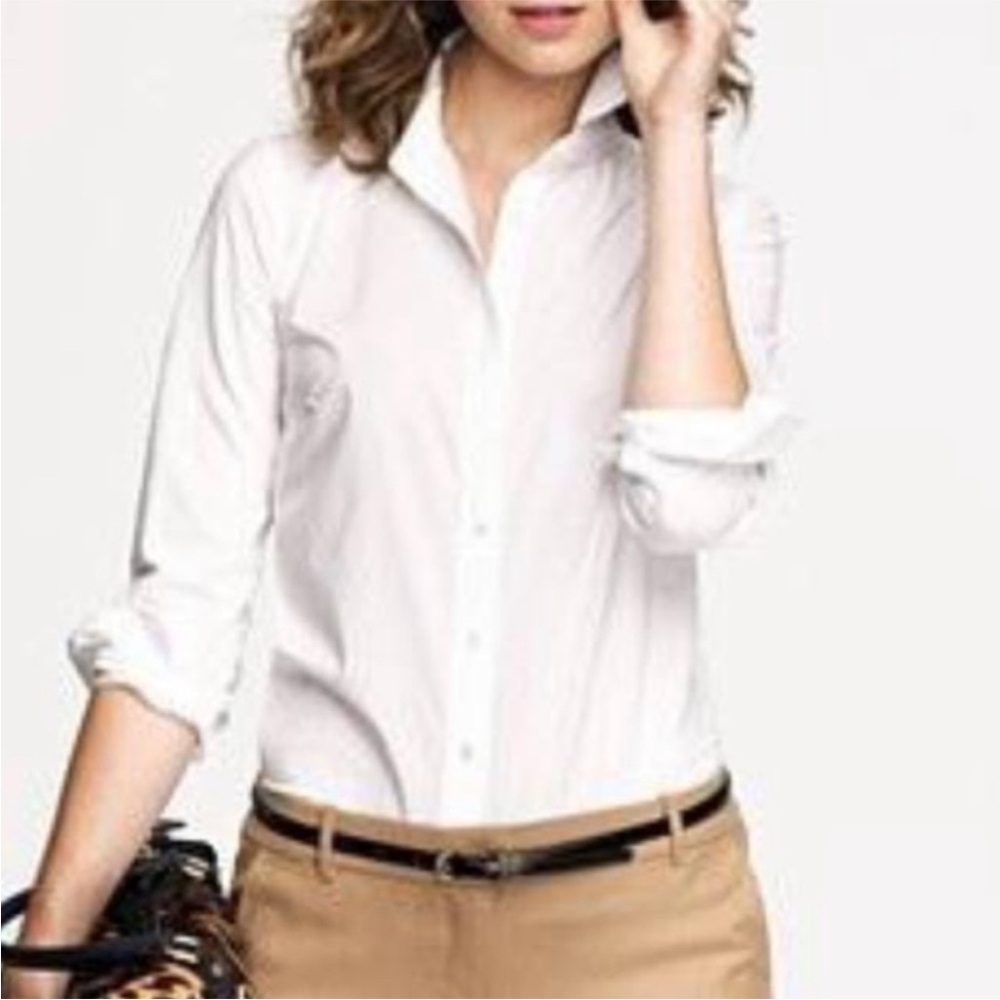 J. Crew Haberdashery Cream Cotton Stretch Button Down Oxford Shirt XS